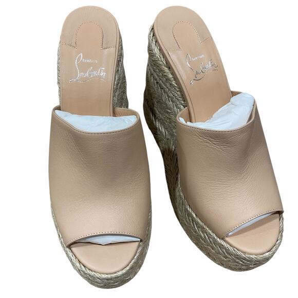 Christian Louboutin Ariella Zeppa 130 Leather Espadrille Wedge Sandal 8 - - Picture 2 of 8